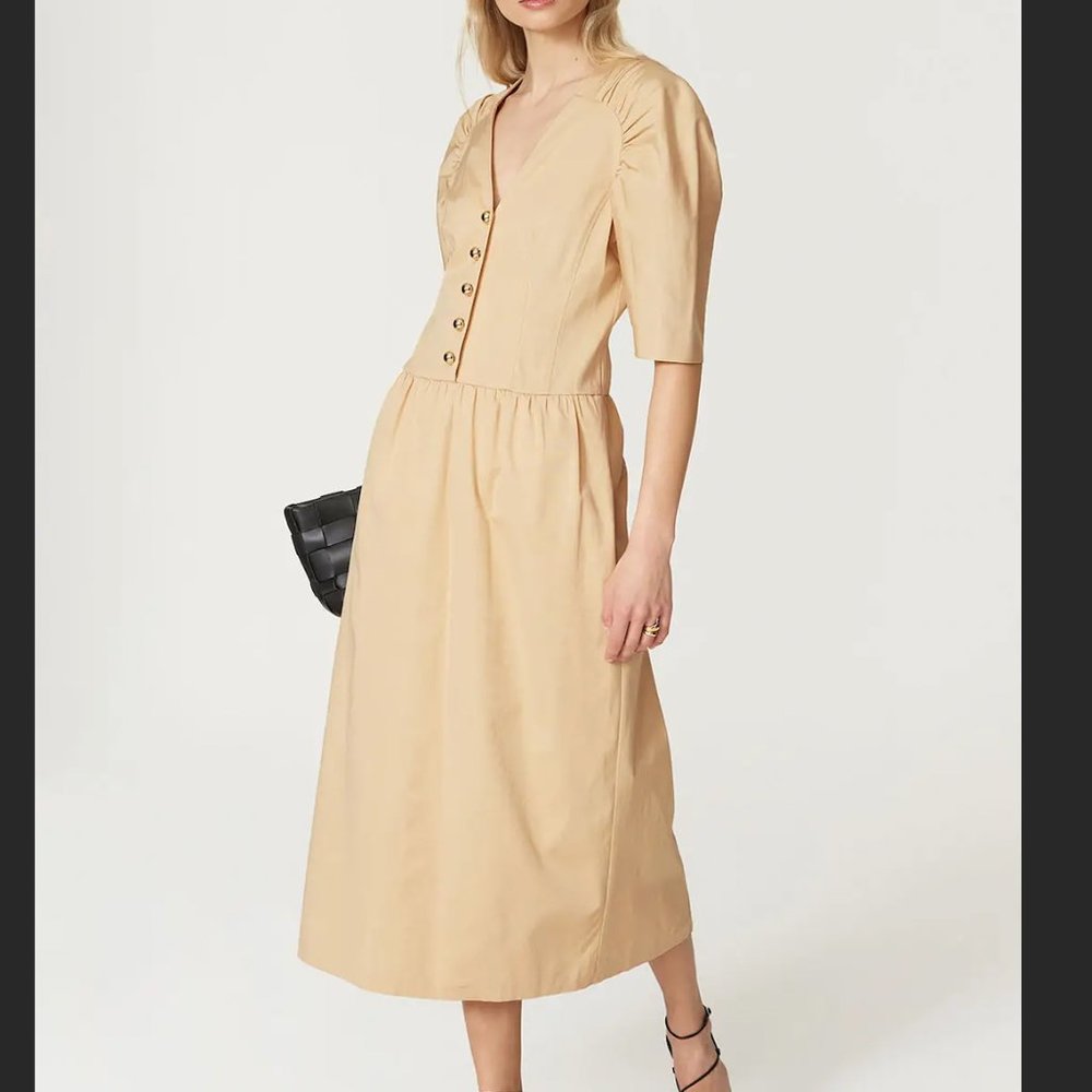 Rebecca Taylor Ruched Faille Midi Dress